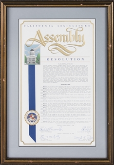 1988 California State Assembly Resolution Presented To Kareem Abdul-Jabbar As Congratulations For 1987-88 NBA Championship (Abdul-Jabbar LOA)